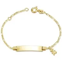 Silberkettenstore Goldarmband Kinder-Gravurarmband Figaro 1,5mm mit Bär - 333 Gold, Länge wählbar