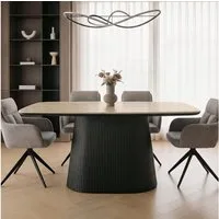 IDIMEX Esstisch GRANO, Esszimmertisch 180x90 cm Keramikplatte in Travertinoptik Beige/Schwarz
