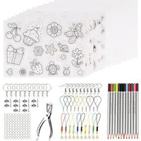 FOUORTUNATE-BEE Multitool Schrumpffolie Set DIY Bastelset für Schlüsselanhänger Schmuck, DIY Schrumpffolie Bastelset für Anhänger Schmuck Schlüsselanhänger