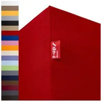 r-up Spannbettlaken Beste 90x200 bis 220x240cm erhältlich! 230 g/m², Baumwolle, Gummizug: fest eingenähtes dauerelastisches Rundumgummi, (1 Stück), (90x200-100x220, 15-35cm Matratzenhöhe, rubinrot)