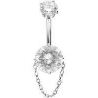 PIERCINGLINE Bauchnabelpiercing Titan Bananabell mit Innengewinde EINGEFASSTE KRISTALLE + KETTE (Bananabells, 1-tlg)