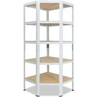 shelfplaza Eckregal HOME, 200x60x30cm weiß, Metall Eckregal stehend mit 5 Böden