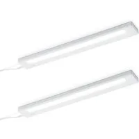 TRIO Leuchten LED Unterbauleuchte, 230V Direktanschluss, LED fest integriert, Warmweiß, 2er SET Unterbau-Leisten Küchenbeleuchtung, Unterbaulichter Küche 55cm