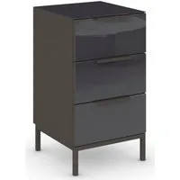 rauch Nachtkommode Nachttisch Nachtschrank Nachtkonsole FLIPP mit Glasfront (Breite 40 cm), mit 3 Schubladen und Soft-Close-Funktion, Oberboden und Front Glas