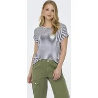 ONLY Kurzarmshirt ONLMOSTER STRIPE S/S O-NECK TOP JRS NOOS gestreift, lässig geschnitten, Jersey, Rundhals, Viskosemischung