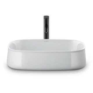 Duravit Zencha Aufsatzbecken 2373550079 55x39cm, ohne Hahnloch, Überlauf, Hahnlochbank, geschliffen, weiß