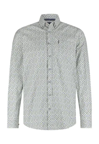 State of Art - Popeline-Hemd mit Allover-Druck blau/grün/weiß - Gr. - 3XL