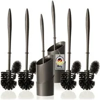 Hausfelder WC-Garnitur 2er Set Toilettenbürste, Basic Set  2 Bürstenhalter mit 6 WC Bürsten, Klobürsten, (WC-Set inkl Ersatzbürsten, 8-tlg., WC-Bürsten Garnitur aus Kunststoff), Klobürste mit Randreiniger