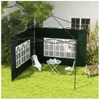 Outsunny Pavillonseitenteil mit Fenster, 293x193 cm, für Pavillon 3x3m und 3x6m) Seitenteile, [2-St. Seitenwände, für Pavillon Partyzelt Gartenzelt, Dunkelgrün