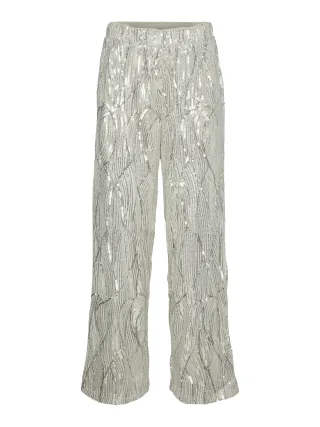 VERO MODA - VMELLEN HW WIDE PANT JRS Pumice Stone - Gr. - M