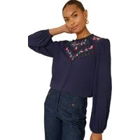 Love & Roses Langarmbluse Love & Roses Langarm-Bluse mit Stickerei, Regular (1-tlg)