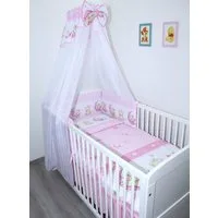 Primawela Babybettwäsche Baby Bettset - 6 teiliges Set mit Chiffon Himmel Bettwäsche Nestchen