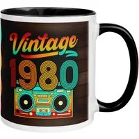 Momentals Tasse 46. Geburtstag Mann Frau – „Vintage 1980“ – Geburtstagsgeschenk, Gratis Versand · Links-&Rechtshänder · Spülmaschinenfest