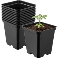 Garronda Blumentopf Kunststoff eckig mit Drainagelöchern Blumentopf für Garten GD-0199 (10 St., 10er Set)