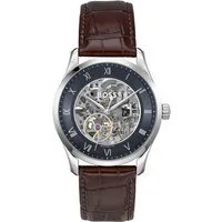 BOSS Automatikuhr PRINCIPLE SKELETON 1514305, Armbanduhr, Herrenuhr, Mechanische Uhr, Lederarmband, analog
