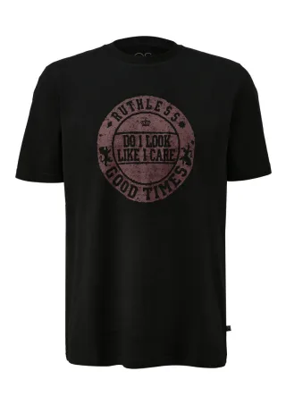 Q/S designed by - T-Shirt mit Frontdruck schwarz - Gr. - XL
