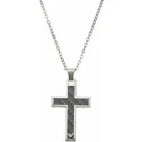 Emporio Armani Kette mit Anhänger Schmuck Geschenk Edelstahl Halskette Kreuz, mit Carbon