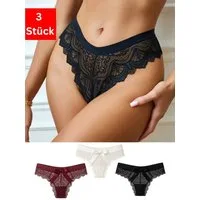 Elegant Love Tangaslip Spitzen-Tanga mit Schleifen – Sinnliche Unterhosen für Damen (Set, 3-St., 3er-Pack) Elegante V-String Unterwäsche mit Zierschleife – Sexy Slip aus Spitze