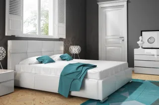 Polsterbett Bett Doppelbett TIMUR Kunstleder Weiss 140x200cm