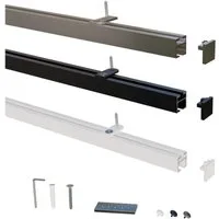 Gardineum Innenlaufschiene eckige Innenlaufstange/ Gardinenstange 20 x 20 mm mit Deckenträger