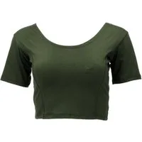Guru-Shop T-Shirt Basic Yogatop, bauchfreies Choli Top - olivgrün Festival, Ethno Style, alternative Bekleidung