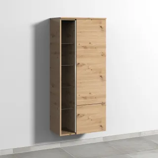 Sanipa 3way Stauraumschrank mit 1 Tür, 1 Auszug und offenen Fächern, Eiche Natural-Touch BR18385