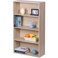 relaxdays Bücherregal mit verstellbaren Böde, Eiche, 4 Ebenen