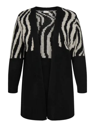 ONLY CARMAKOMA - CARJADE ANIMAL L/S CARDIGAN KNIT Black - Gr. - 52