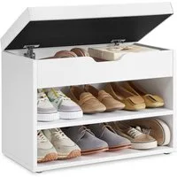 VASAGLE Schuhbank Sitzbank mit gepolstertem Kissen, Schuhregal mit 3 Ebenen, platzsparend, vielseitig einsetzbar, für Flur, Wohnzimmer