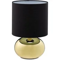 relaxdays Nachttischlampe Tischlampe Metall & Stoff, ohne Leuchtmittel, gold