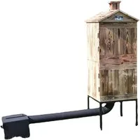 QLS Räucherofen aus Holz 120x50x50 cm, Räucherkammer Räucherschrank Zwei Kammer Garten