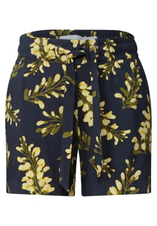 Street One - Shorts mit Blumenmuster blau - Gr. - 44