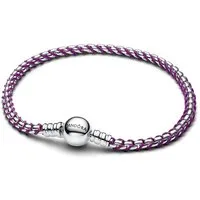 Pandora Armband Armband Lilafarbene Kordel Kastenkette Silber 593816C03-16 cm