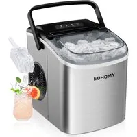 EUHOMY Eiswürfelmaschine Eiswürfelmaschine, 12 kg/24h, 2 Eisgrößen, selbstreinigend, kompakt, Leise, kompakt und schnell einsatzbereit fuer den taeglichen Eisbedarf