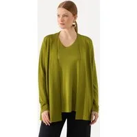 Ulla Popken Sommerjacke Slinkyjacke offene Form Schalkragen Langarm