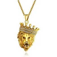 Firetti Kette mit Anhänger Schmuck Geschenk Löwe, strukturiert, mit Zirkonia (synth)