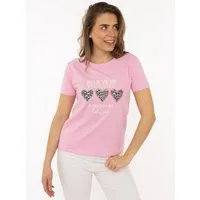 Zwillingsherz T-Shirt "Always Believe" Stickerei, Leoherzen, Rundhals, kurzarm