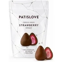 PATISLOVE Schokolade Patislove Gefriergetrocknete Erdbeeren in Vollmilchschokolade, 80g, Gefriergetrocknete ganze Früchte, Premium Vollmilchschokolade