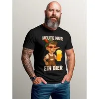 MoonWorks Print-Shirt Herren T-Shirt für das Oktoberfest Heute nur ein Bier Pinocchio mit Print