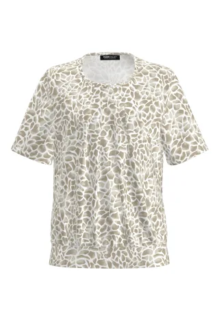 FRANK WALDER - Blusenshirt NOS aus Ecovero Viskose ecru/iced coffee - Gr. - 40