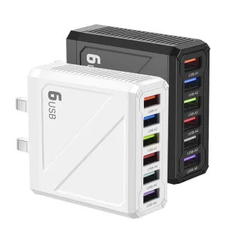 LYK-885 15W 3.1A 6-Port USB Charger 6USB-A Fast Charging Wall Charger Adapter EU Plug US Plug for iPhone 16 15 14 13 12