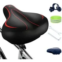 Toomoke Fahrradsattel Ergonomisch, Reflexstreifen, Universal-Adapter, E-Bike/MTB,Universal (Universeller Ersatzsattel für Heimtrainer, MTB, E-Bike, Cityrad & Rennrad,Atmungsaktiv,mit Werkzeug, Mit wasserdichter Abdeckung), Wasserdicht Leder,mit überz