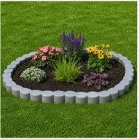 HTI-Living Beetumrandung Beetumrandung Nessa Palisade 12-teilig Grau, LxH: 22x4.5 cm, Set, Beetumrandung mit 12 Modulen, Beetbegrenzung Beeteinfassung Rasenkante
