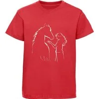 MyDesign24 Print-Shirt bedrucktes Mädchen T-Shirt Pferde Silhouette mit Frau Baumwollshirt mit Aufdruck i139