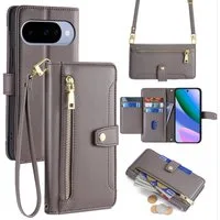 betterfon Handykette für Google Pixel 10 / 10 Pro mit Band Kartenfächer PU Leder Grau, Hände frei - mit Silikonhülle & Schnur für flexiblen Alltag