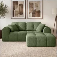 skølm Sofa Vanaheim, Vollschaumcouch vakuumiert verpackt, Couch 2 Sitzer mit Hocker & 2 Kissen, dunkelgrün, kein Aufbau erforderlich