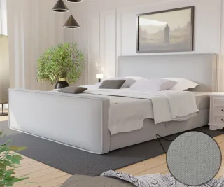 Boxspringbett Schlafzimmerbett CELES 200x220cm Stoff Brooklyn Silbergrau Hell