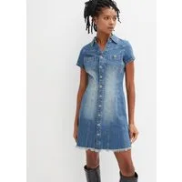 bonprix Jeanskleid A-Linien-Schnitt, kurzer Arm, tailliertes Design, mit Brusttaschen