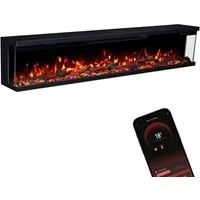 GLOW FIRE Elektrokamin Insert Wandkamin mit 3D Feuer und Heizung (Thermostat, 900- 1800 W), Elektrischer Stand-, Wand- oder Einbaukamin mit APP Steuerung, LED