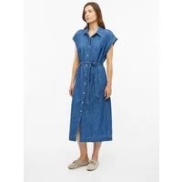 s.Oliver Midikleid Kleid Midi-Denimkleid mit Eingrifftaschen